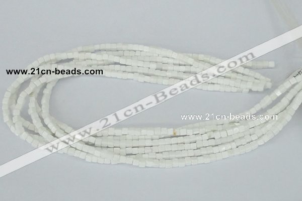 CAA18 15.5 inches 4*4mm cube white agate gemstone beads wholesale