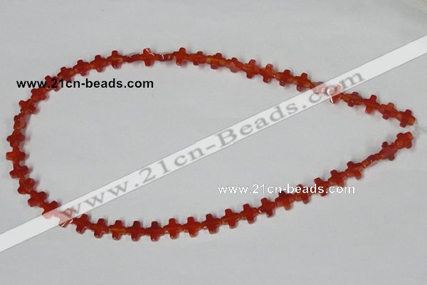 CAA181 15.5 inches 8*8mm cross red agate gemstone beads