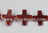 CAA182 15.5 inches 16*16mm cross red agate gemstone beads