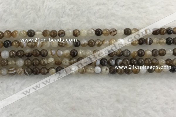 CAA1820 15.5 inches 4mm round banded agate gemstone beads