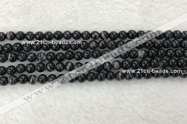 CAA1831 15.5 inches 6mm round banded agate gemstone beads