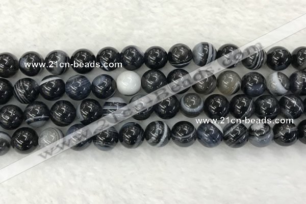 CAA1835 15.5 inches 14mm round banded agate gemstone beads