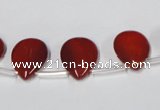 CAA186 Top-drilled 12*16mm flat teardrop red agate gemstone beads