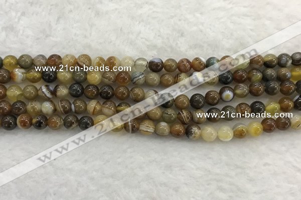 CAA1860 15.5 inches 4mm round banded agate gemstone beads