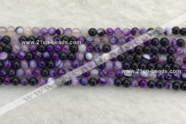 CAA1870 15.5 inches 4mm round banded agate gemstone beads