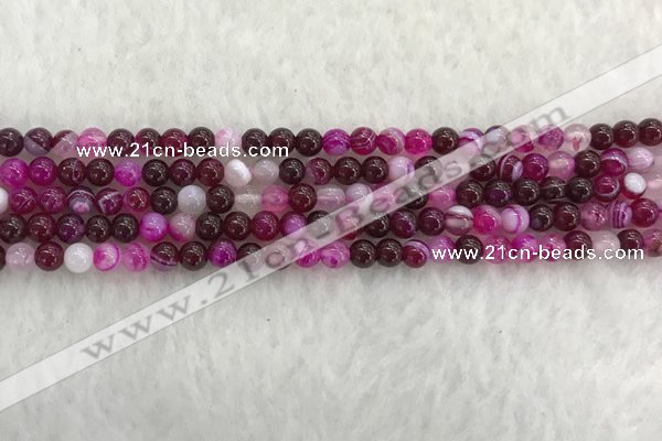 CAA1880 15.5 inches 4mm round banded agate gemstone beads