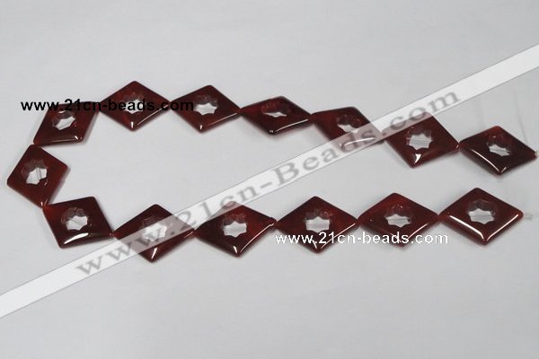 CAA189 15.5 inches 22*28mm diamond red agate gemstone beads