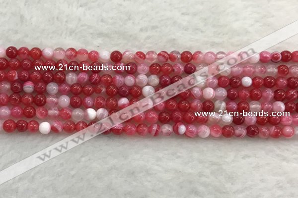 CAA1890 15.5 inches 4mm round banded agate gemstone beads