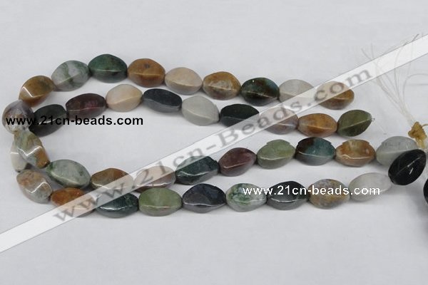 CAA198 15.5 inches 10*18mm twisted rice indian agate beads wholesale