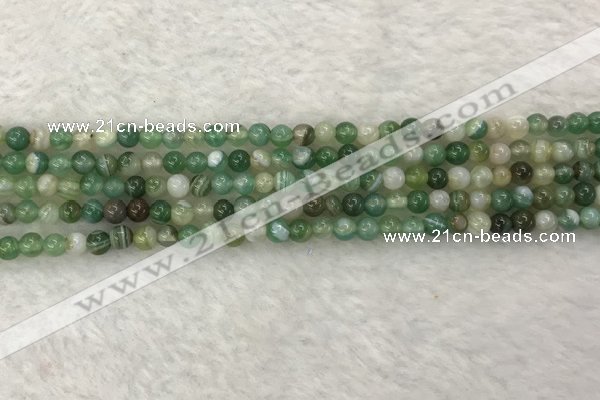 CAA1980 15.5 inches 4mm round banded agate gemstone beads