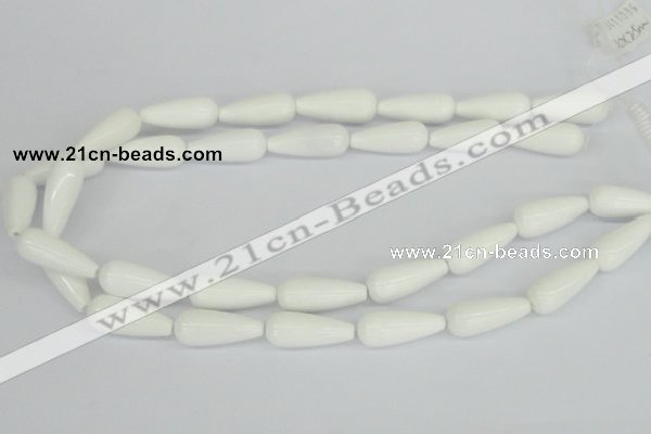 CAA20 15.5 inches 10*25mm teardrop white agate gemstone beads