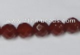 CAA201 15.5 inches 10mm faceted round red agate gemstone beads