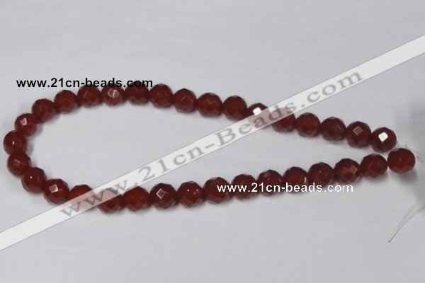 CAA201 15.5 inches 10mm faceted round red agate gemstone beads