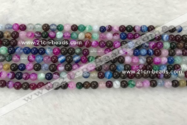 CAA2030 15.5 inches 4mm round banded agate gemstone beads