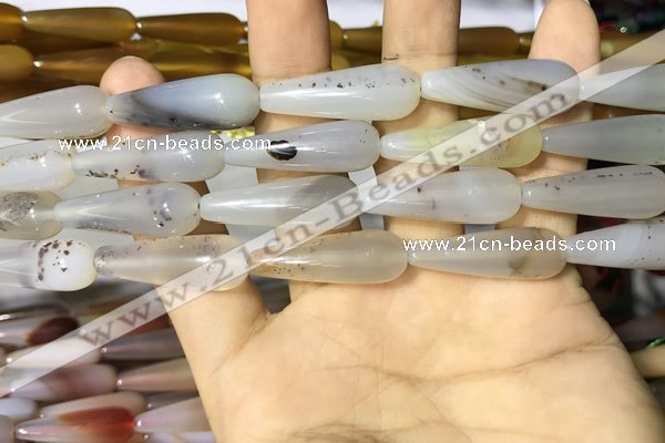 CAA2061 15.5 inches 10*30mm teardrop agate beads wholesale