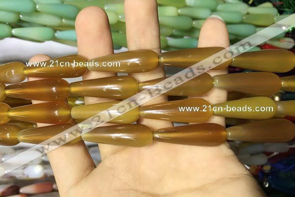 CAA2066 15.5 inches 10*30mm teardrop agate beads wholesale