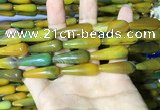 CAA2070 15.5 inches 10*30mm teardrop agate beads wholesale