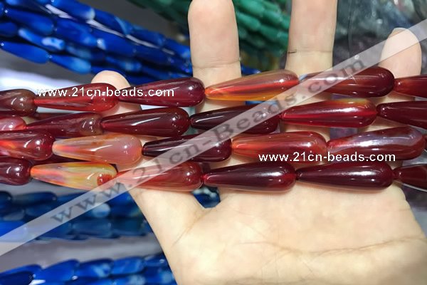 CAA2074 15.5 inches 10*30mm teardrop agate beads wholesale