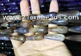 CAA2093 15.5 inches 10*30mm faceted teardrop agate beads