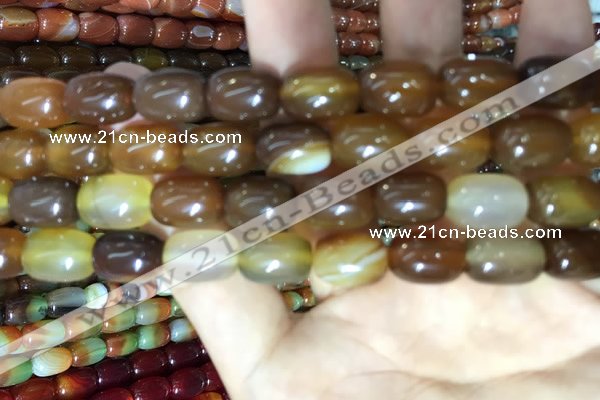 CAA2112 15.5 inches 10*14mm drum agate beads wholesale