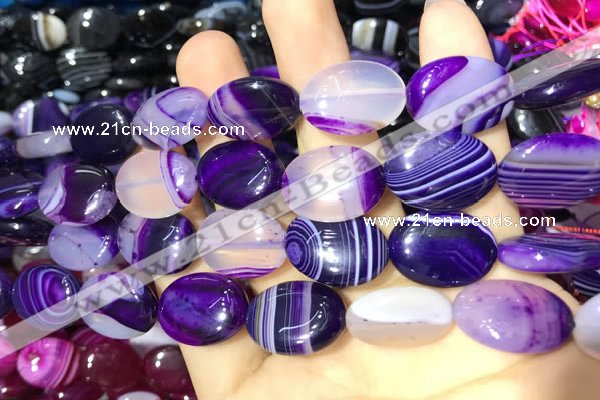 CAA2172 15.5 inches 15*20mm oval banded agate beads wholesale