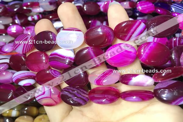 CAA2173 15.5 inches 15*20mm oval banded agate beads wholesale