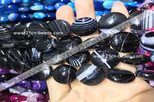 CAA2177 15.5 inches 15*20mm oval banded agate beads wholesale