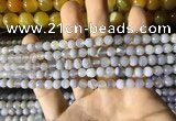 CAA2190 15.5 inches 4mm faceted round banded agate beads