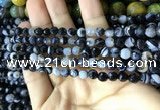 CAA2197 15.5 inches 4mm faceted round banded agate beads