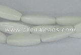 CAA22 15.5 inches 7*20mm faceted rice white agate gemstone beads