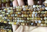 CAA2204 15.5 inches 4mm faceted round banded agate beads