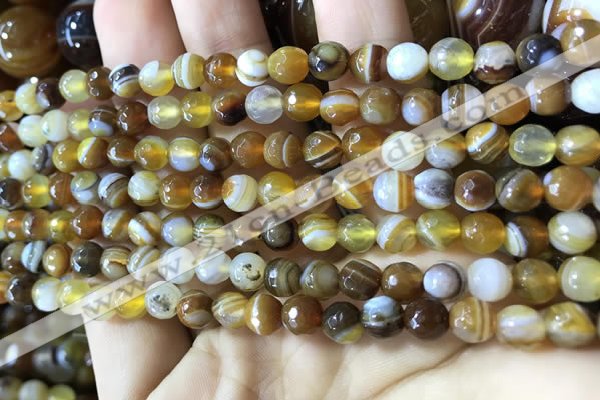 CAA2205 15.5 inches 6mm faceted round banded agate beads