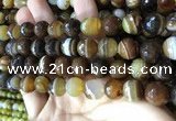 CAA2209 15.5 inches 14mm faceted round banded agate beads