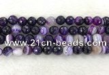 CAA2215 15.5 inches 12mm faceted round banded agate beads