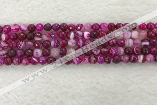 CAA2219 15.5 inches 6mm faceted round banded agate beads