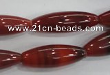 CAA222 15.5 inches 10*30mm rice red agate gemstone beads