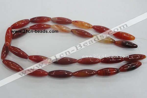 CAA222 15.5 inches 10*30mm rice red agate gemstone beads