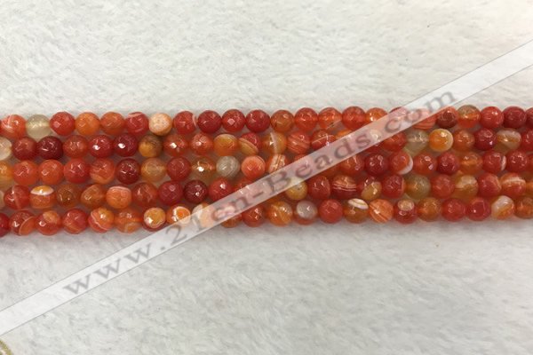 CAA2225 15.5 inches 4mm faceted round banded agate beads