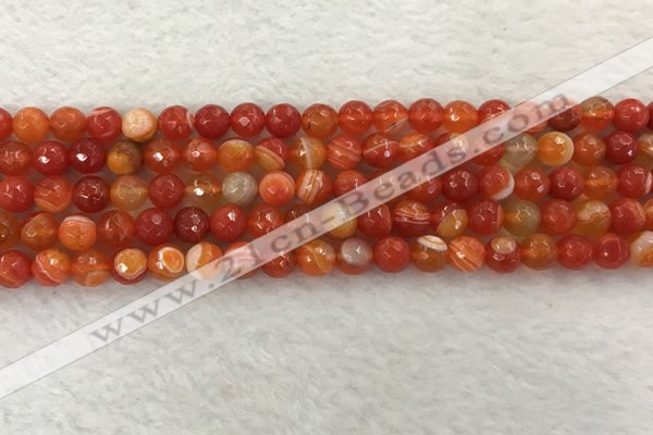 CAA2226 15.5 inches 6mm faceted round banded agate beads