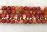 CAA2230 15.5 inches 14mm faceted round banded agate beads