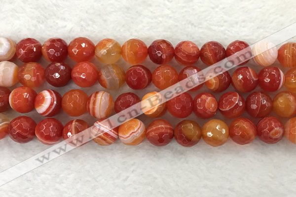 CAA2230 15.5 inches 14mm faceted round banded agate beads