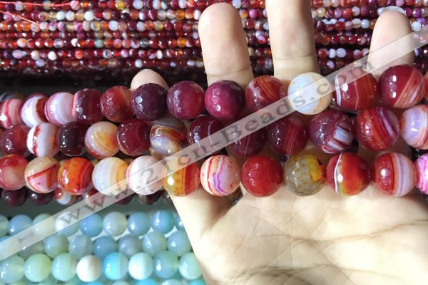 CAA2236 15.5 inches 12mm faceted round banded agate beads