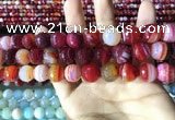 CAA2237 15.5 inches 14mm faceted round banded agate beads