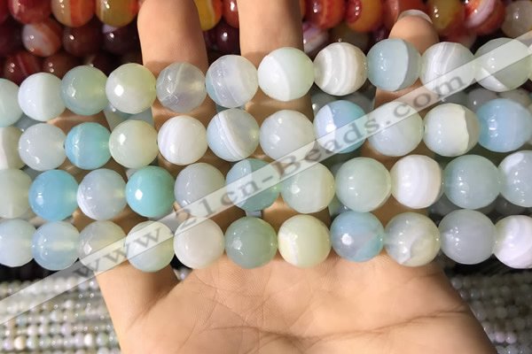 CAA2243 15.5 inches 12mm faceted round banded agate beads