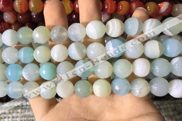 CAA2244 15.5 inches 14mm faceted round banded agate beads