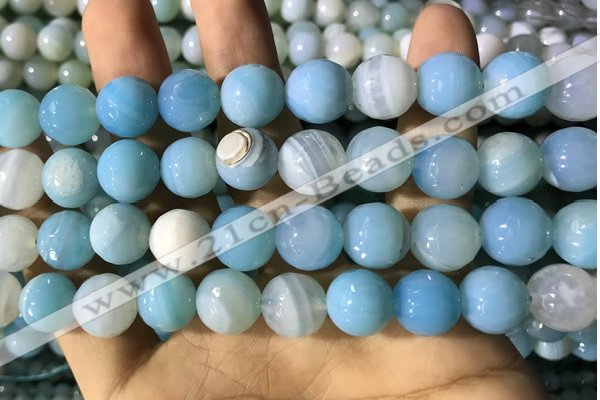 CAA2247 15.5 inches 14mm faceted round banded agate beads