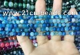 CAA2249 15.5 inches 4mm faceted round banded agate beads