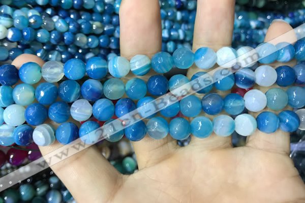 CAA2251 15.5 inches 8mm faceted round banded agate beads