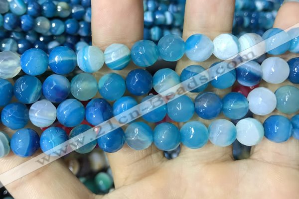 CAA2254 15.5 inches 14mm faceted round banded agate beads