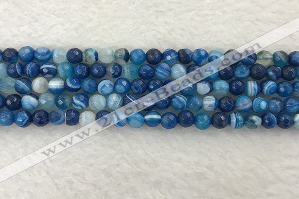 CAA2257 15.5 inches 6mm faceted round banded agate beads